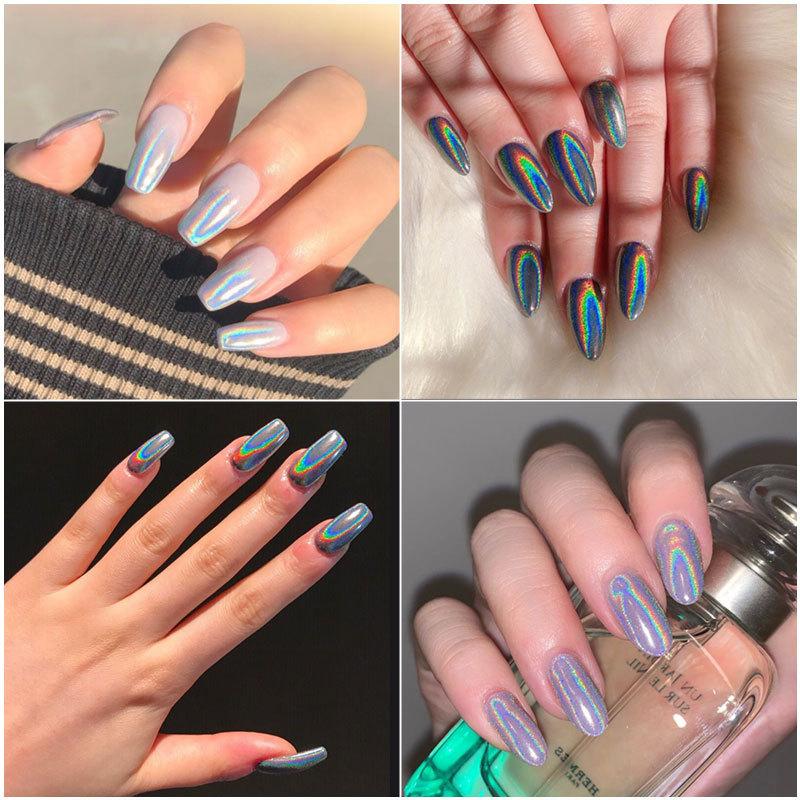 Набор блесток для голографического дизайна ногтей, 12 цветов, радужная хромированная зеркальная пудра, пигменты для профессионального дизайна ногтей