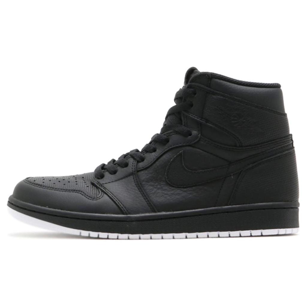 Air Jordan 1 Retro High OG 'Perforated' (Unisex) Black / Black-White Vintage Basketball Shoes 555088 002