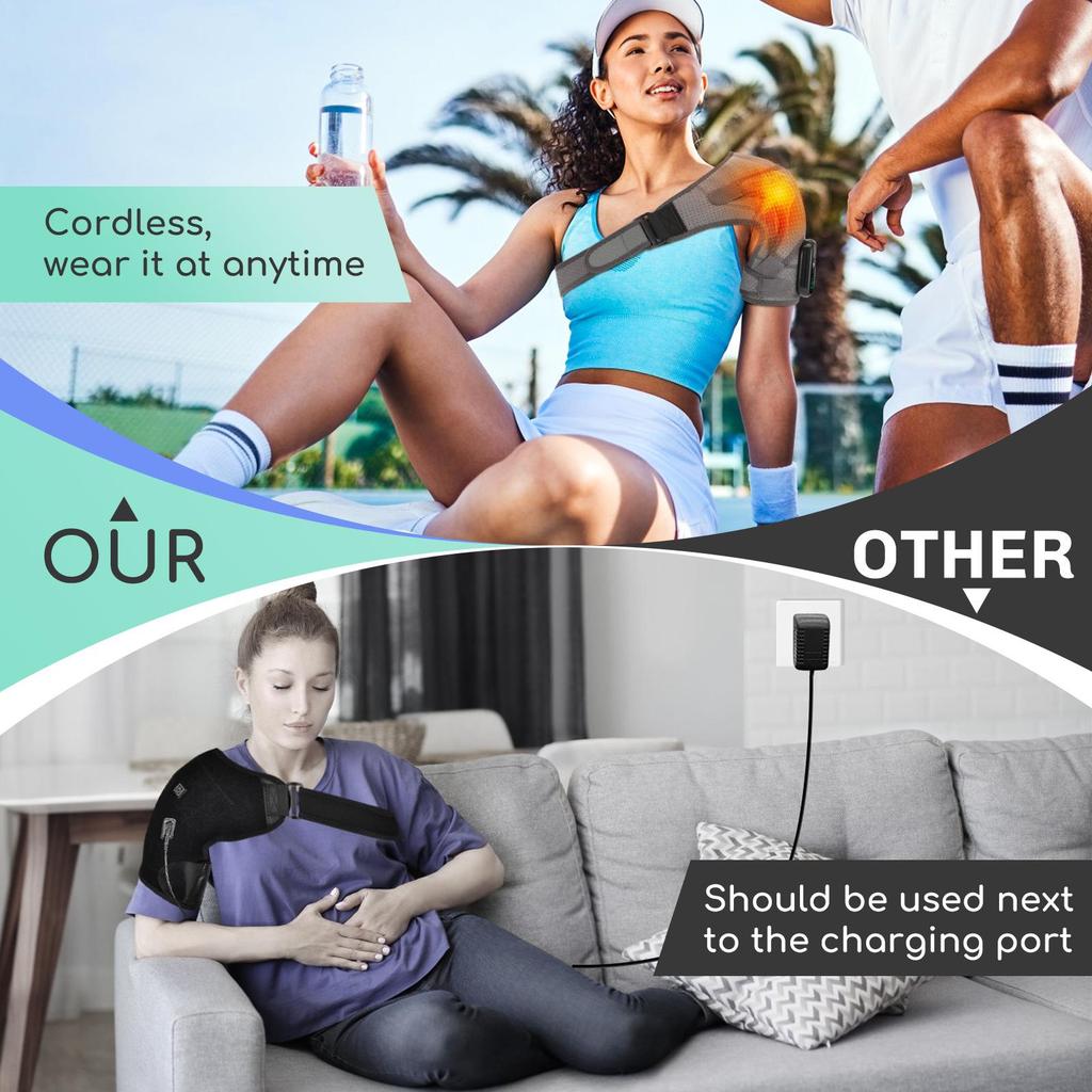 Беспроводной нагревательный массажер для плеч с вибрационной терапией