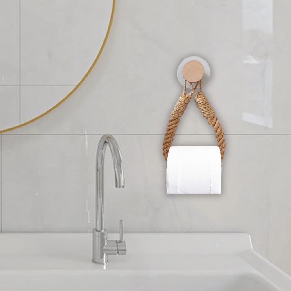 Tissue Holder Design Twine Rope Paper Roll Holder Rustic Twine Toilet Roll Holder for Bathroom Wall-mounted Paper Organization