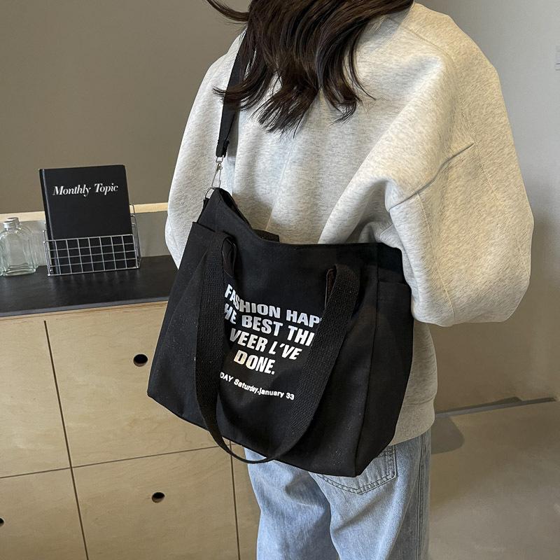 Новая модная большая вместительная холщовая сумка для женщин, новая сумка для отдыха в стиле колледжа, универсальная студенческая сумка-тоут