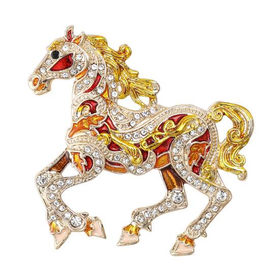 Colorful Horse Brooch Rhinestone Encrusted Alloy Horse Lapel Pin Animal Brooch Pin Outfit Accessory for Clothes Hats Bags Scarves