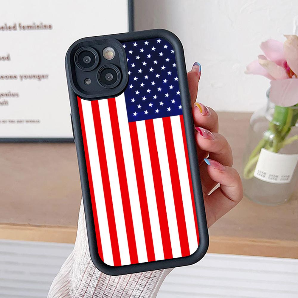 США Флаг Америки Утолщенный ТПУ Чехол для Мобильного Телефона для iPhone 17 16 15 14 13 12 11 Air Pro Max Plus Цветной Чехол