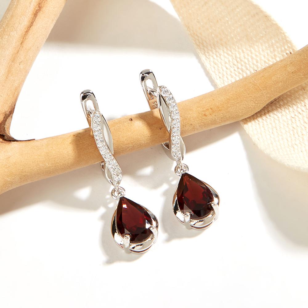 Fashion Drop Design Natural Garnet Earrings Trend Delicate Elegant Jewelry for Women's Anniversary & Birthday Gifts