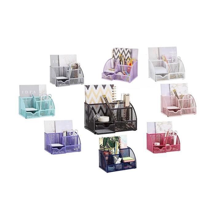 Organisateur de Bureau - EXERZ - EX348 - Métal - Argent - 7 Compartiments