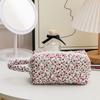3Pcs Floral Travel Makeup Pouch Cotton Quilted Makeup Organizer Storage Bag Large Capacity Skincare Bag with Zipper for Women