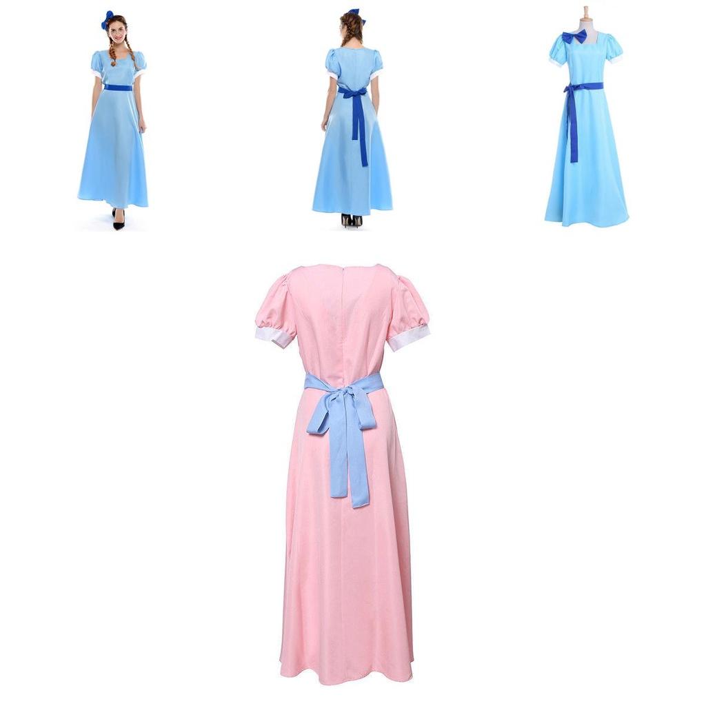 Восхитительное синее длинное платье, сказочный костюм Питера Пэна и Венди Дарлинг для взрослых