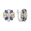 Silver Earrings with Natural Amethyst 5.812ct, Citrine, Peridot, Topaz (2193340)