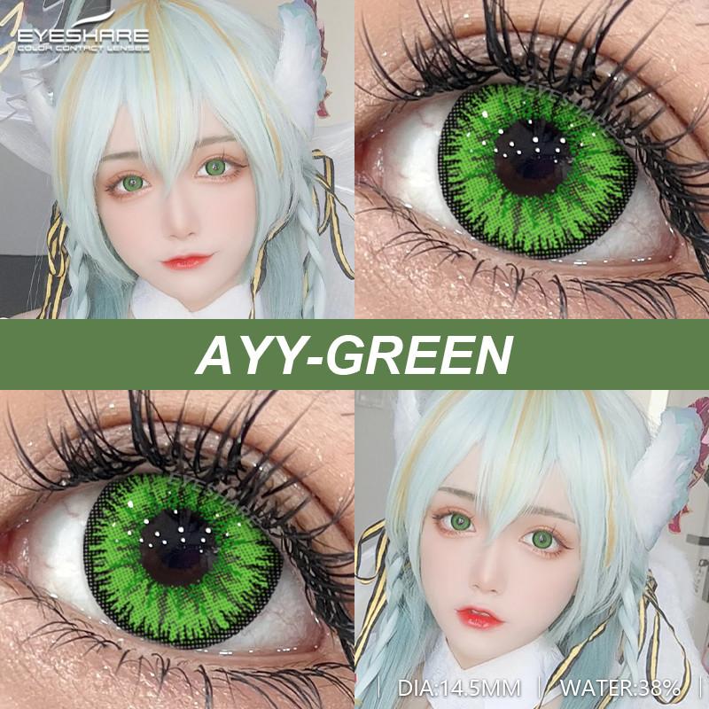 Eyeshare 1 Pair Green Color Cosplay Lens Hot Sale Contact Lenses for Role Playing Anime Eye Makeup Halloween Softlens