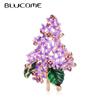 Purple Small Flower Brooch for Women Enamel Brooches Jewelry Green Leaves Decorative Garment Dress Accessories Pin