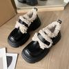 Velvet Platform British Small Leather Shoes Women'S Autumn And Winter Fluffy Shoes Women'S Mary Jane Shoes Loafers Cotton Shoes