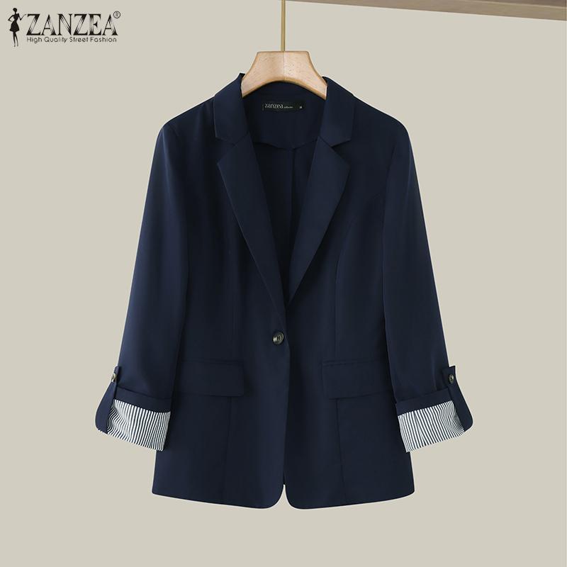 ZANZEA Женский модный пиджак с воротником и длинным рукавом в полоску