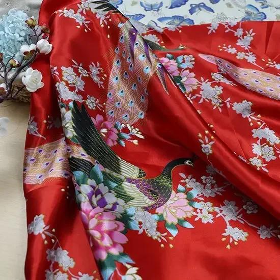 200*150cm Printed Simulated Silk Satin Fabric Kimono DIY Sewing Floral Fabric Home Furniture Decoration Material Cloth