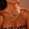 GEMCHIC Women's Imitation Pearl Necklace with Heart Flower Pendant Stainless Steel Clavicle Chain