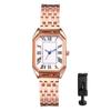 Square Roman Analog Stainless Steel Quartz For Commuting To Work or Fashion Rose Gold Gift for Girlfriend Women's Watch Simple, Stylish, Cute,