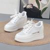 Fashion 7CM Genuine Leather Women Shoes White Skateboard Sneakers Platform Wedge Shoes Air Mesh Hollow Breathable