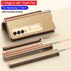 2 Pcs Hinge Capa For Samsung Z Fold 4 5g Case Plating Touch Pen Slot Front Screen Glass Stand For Galaxy Z Fold 4 Fold4 Cover