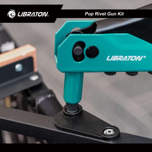 LIBRATON Hand Riveter Set, Includes 120 Blind Rivets, 4 Drill Bits, and 4 Toolless Nose Pieces, Riveting Tool Set