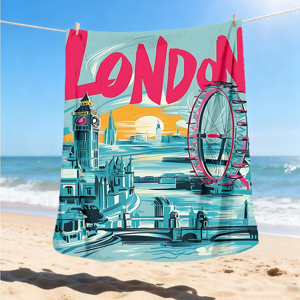 1pc London Landmarks Outdoor Blanket - Lightweight Flannel Throw For Travel, Camping, Livingroom, Couch, Chair yy251114248