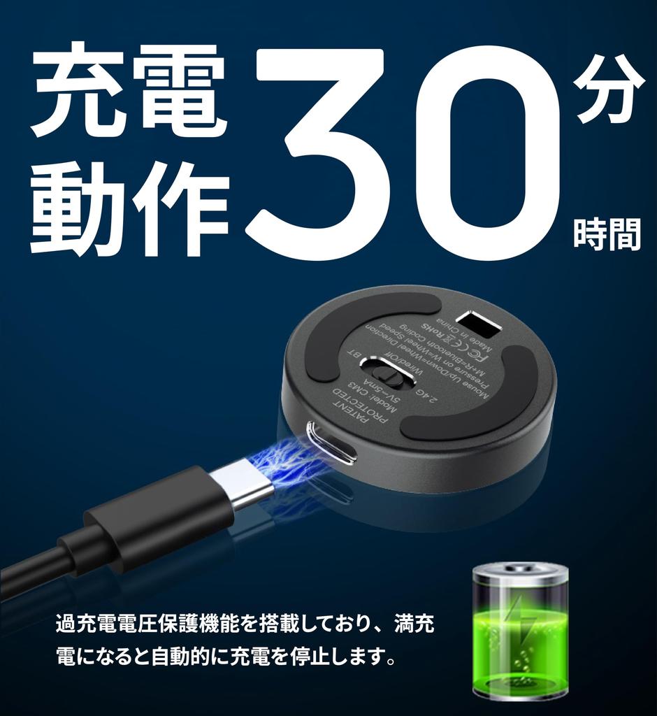 Gloture [CapacMouse] Ultra-Compact Wireless Mouse, CapacMouse, Wireless Connection (Bluetooth 5.2  2.4G Receiver), Wired Connection Available, DPI