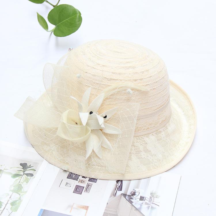 Temperament Flower Lace Top Hat Ladies Summer Sun Hat Fashion Dome Versatile Curling Basin Hat