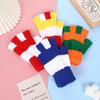 Students Winter Finger Knitted Gloves Outdoor Cycling Games Half Finger Gloves Color Matching Warm Wool Gloves
