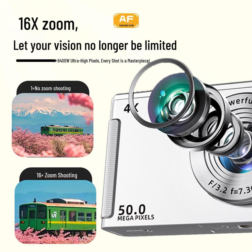 Retro 4K HD Digital Camera for Students - Portable Entry-Level Travel Cam