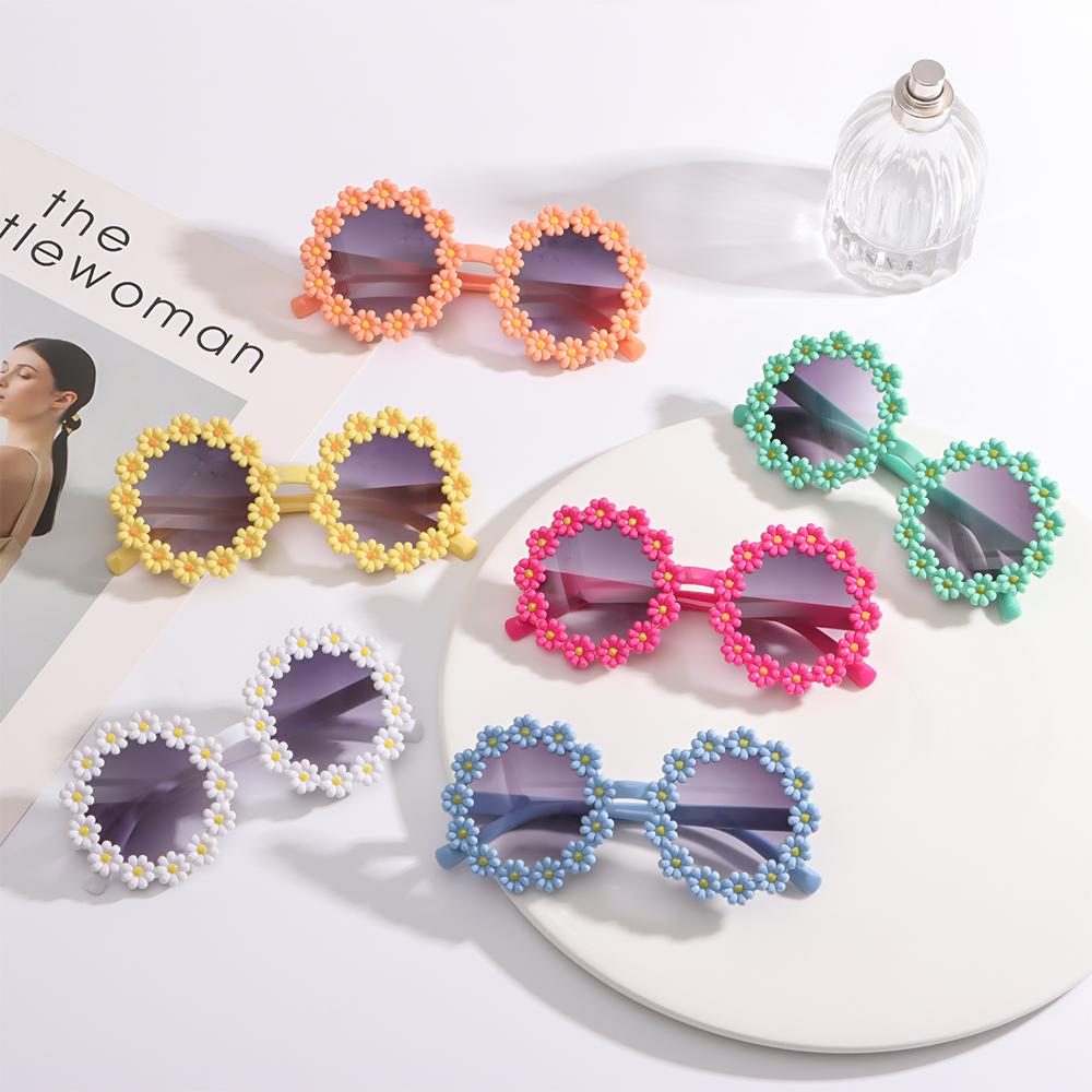 Girls Sun Protection Festival Party Flower Sun Glasses Kids Daisy Sunglasses Shades Round Frame