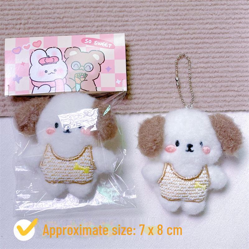 Брелок-подвеска в виде плюшевого мультяшного щенка с пищащим звуком, костью, креативной брошью и аксессуарами для волос