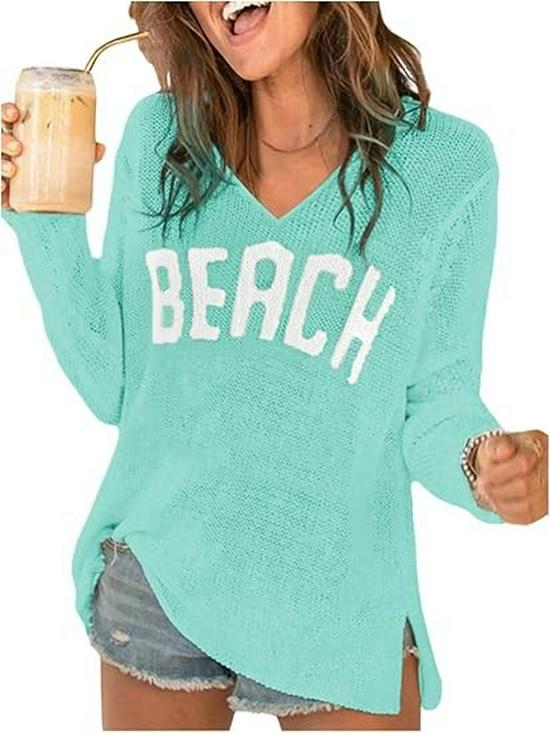 New V-Neck Letter Knitwear for Women - Spring/Summer Collection