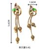 Qingdao Vintage Zirconium Enamel Gilded Green Leaf Round Ball Chain Tassel Earrings Are Simple and Fashionable