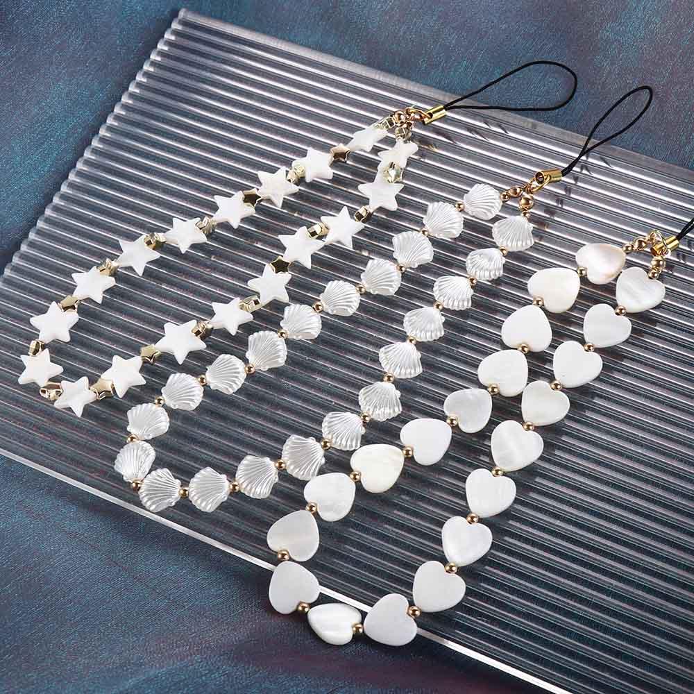 Love Heart Shell Beaded Key Chain Mobile Phone Lanyard Phone Strap Mobile Phone Chain Phone Charm