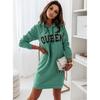 Весна и осень Новое женское повседневное платье с длинными рукавами и капюшоном с буквами, спортивное платье-свитер