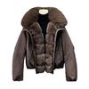 Large fur collar lapel cotton-padded clothes, women's short loose cotton clothes, multi-colored goods, silhouette, small man to keep warm in winter