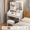 Cream Style Bedroom Vanity Set with Mirror, Drawers, Stool - Compact Design for Small Apartments