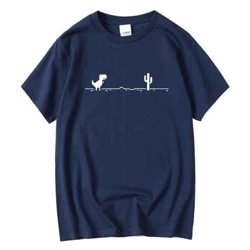 Unisexs Dinosaur Pattern Shortsleeved 100 Cotton Loose And Comfortable Tshirt Versatile And Trendy Tshirt