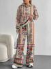 European and American Autumn/Winter 1116 Casual Vintage Floral Long-Sleeve Set, Women's Hoodie Sweatshirt and Long Pants Two-Piece Set