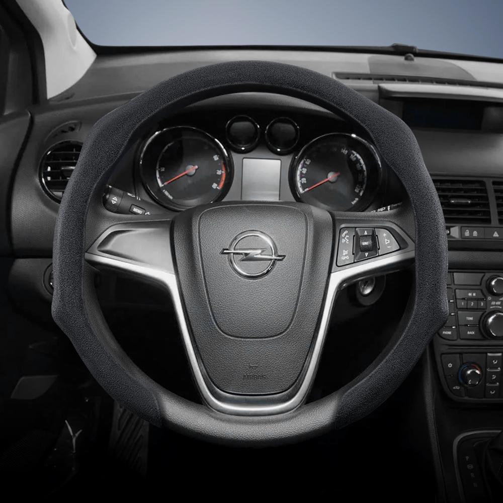 Подходит для Opel Премиальная замшевая накладка на руль с защелками, нескользящая и прочная, доступны для круглого и D-образного руля