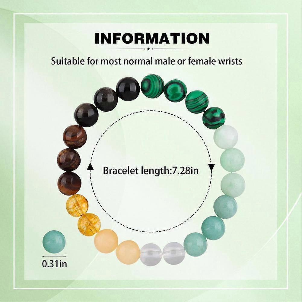 Natural Agate Bead Bracelet 8mm Elastic Yoga Stretch Unisex Motivating Gift