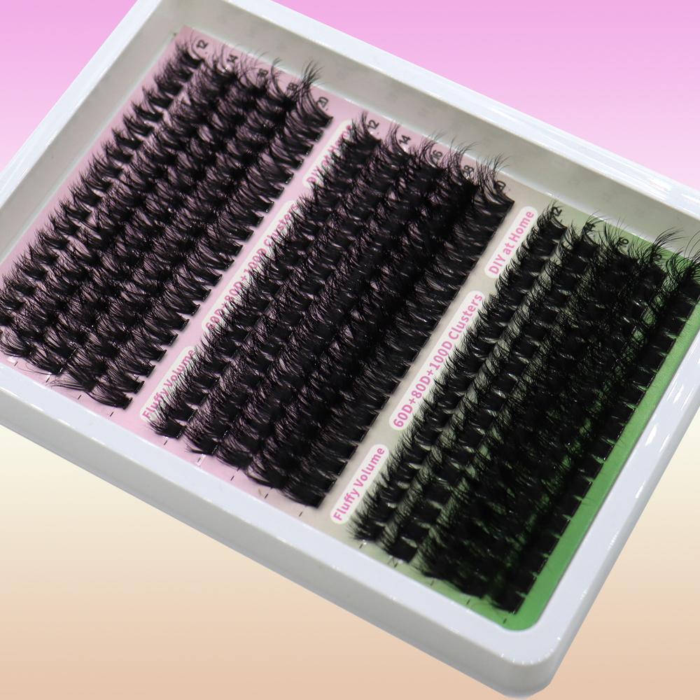 15 Rows of 3D Segmented Hairs 60D+80D+100D Black Fluffy Tufted False Eyelashes CC\D\DD Eyelashes Grafted At Home.
