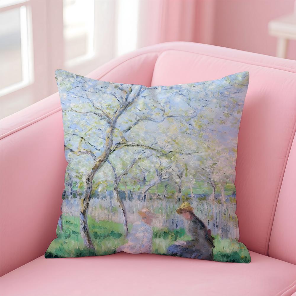 OOscarClaude Monet Cushion Cover Pillow Case Soft Skin Friendly Fabric Comfort Concealed Zipper