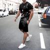 Комплект из футболки с принтом американского флага с коротким рукавом и шорт Повседневный мужской комплект из 2 предметов Футболка с сетчатой вставкой, быстросохнущая, дышащая