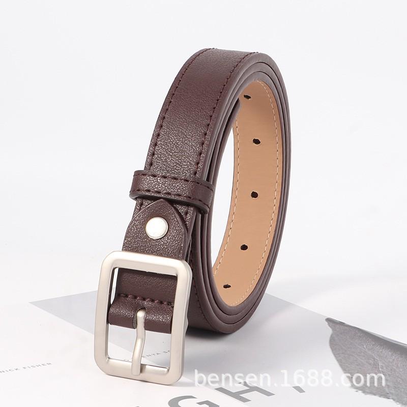 Womens Fashion Belt Matte Black PU Leather Waist Strap Alloy Pin Buckle 105cm Length 2-4cm Width Casual Commute