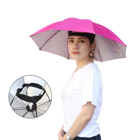 Umbrella Hat with Elastic Headband Waterproof Head Umbrella Hat Portable Hands-Free Folding Cap Fishing Hiking Sunshade Hat for Adult Kids Women Men