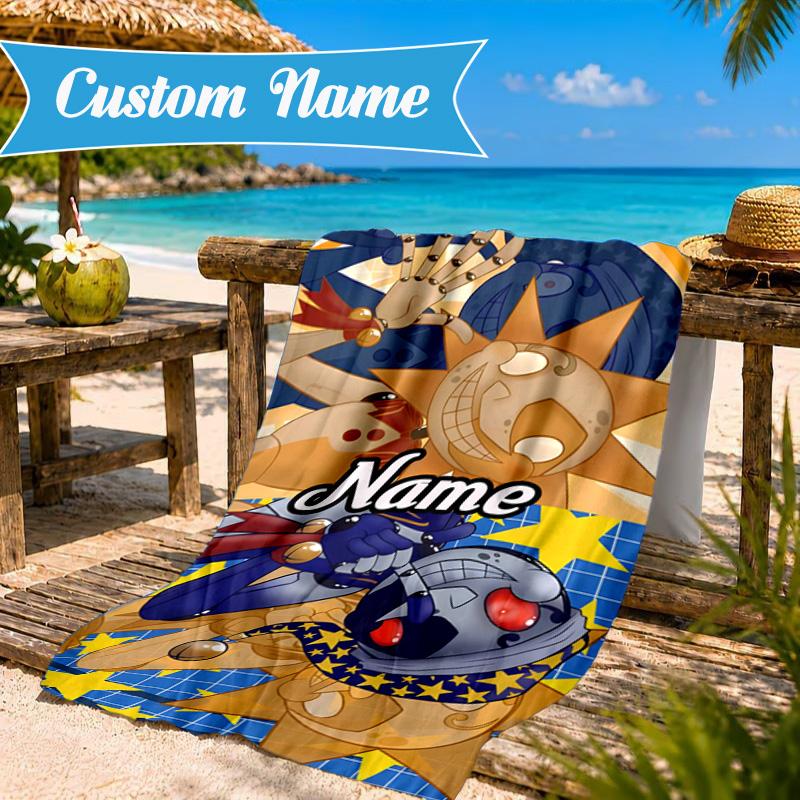 Custom Name Daycare Moon Drop Adventure Heart In Space Adventure Microfiber Beach Towel, Lightweight for Summer Travel, Swimming Pool Fan Gift