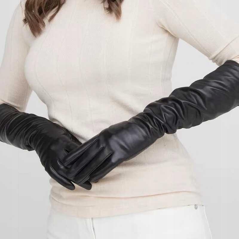 brown women' GLOVES stylish snake skin slightly shiny autumn/winter