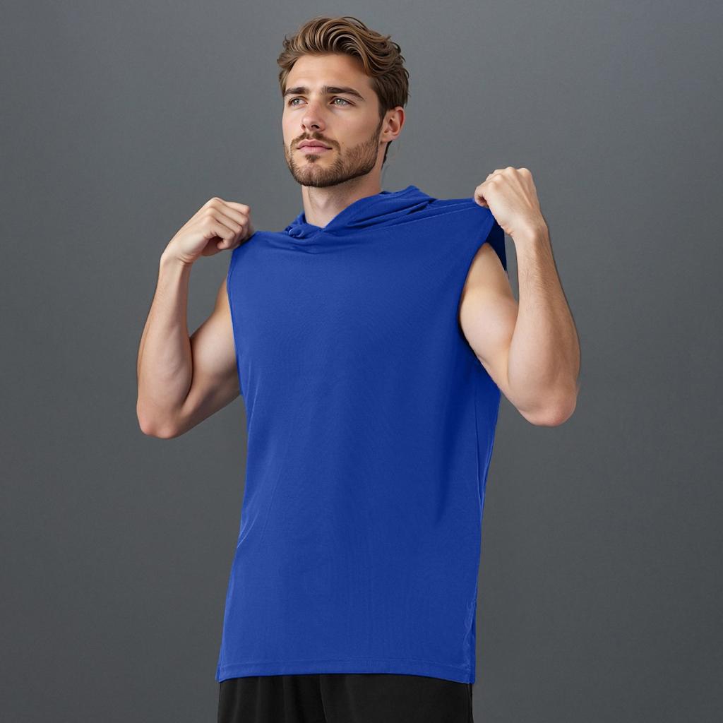 Мужская майка, плотный жилет с капюшоном, повседневная футболка без рукавов