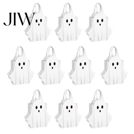 Holiday Snack Bags for School Halloween Ghost Cardboard Gift Bag, Cute Candy Goodie Reusable Small with Handle Birthday, Trick or Treat