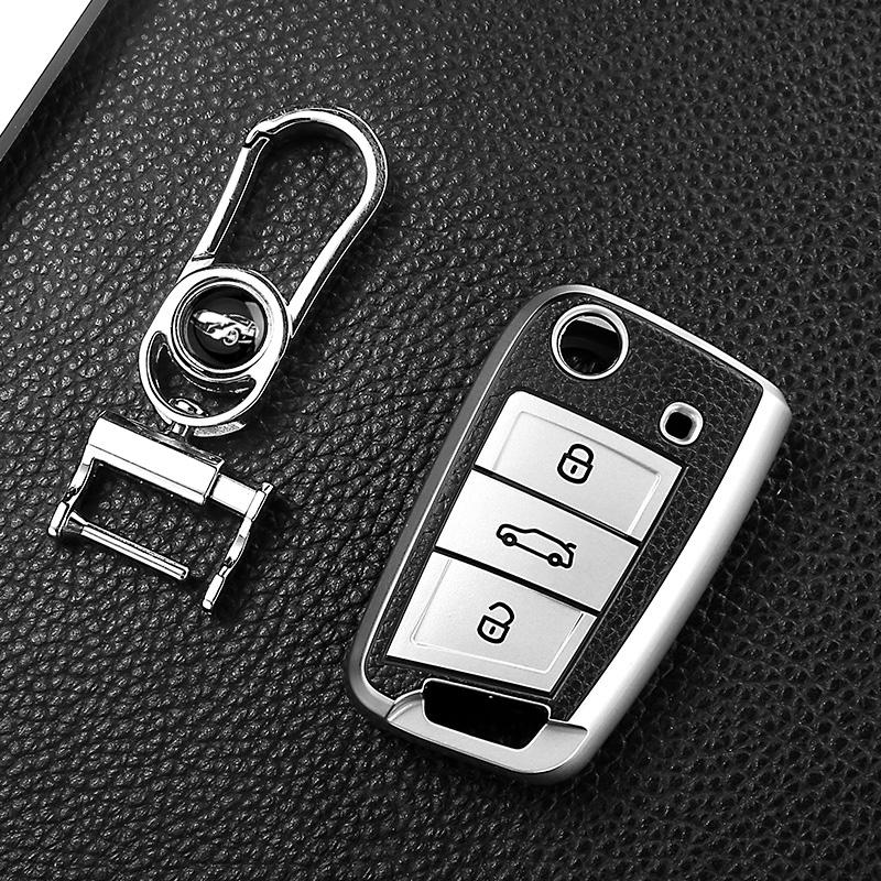 Leather Style Car Remote Key Case Cover Shell For Volkswagen VW Tiguan MK2 Magotan Passat B8 CC For Skoda Superb A7 Accessories