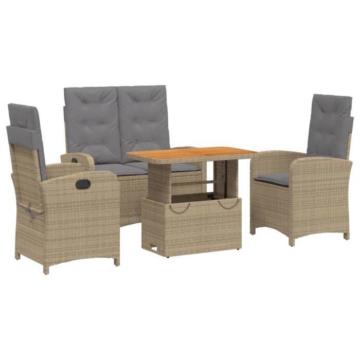 VidaXL Garden Dining Set with Cushions 4 Pcs, Patio Table, Patio Furniture, Outdoor Furniture, Beige 3277371